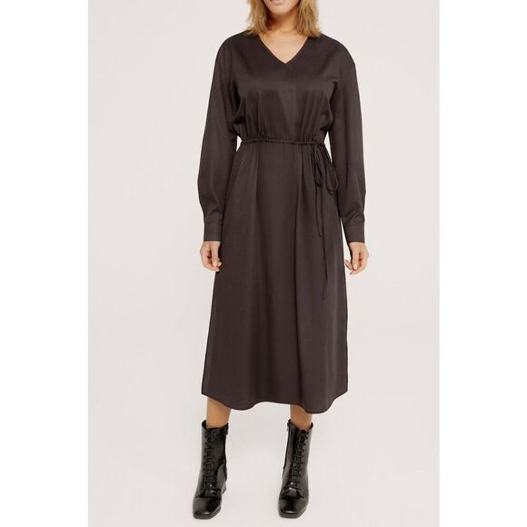 NWT Nordstrom Harshman Belinda A-Line Midi Little Black Holiday Fall Dress Large